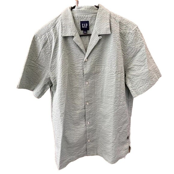 GAP Other - Gap Button Down Shirt Men S Granite Green Short Sleeve Pocket New Cotton Texture